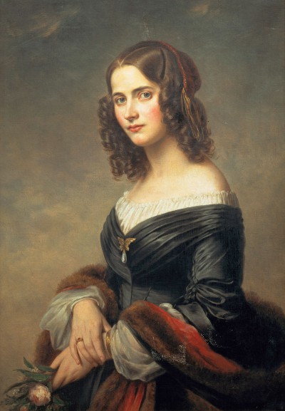 Felix’ wife Cécile Jeanrenaud, daughter of a family of Hugenot patricians from Frankfurt.  Eduard Magnus, “Cécile Mendelssohn Bartholdy,” 1845, © bpk / SBB / photo: Ruth Schacht.
